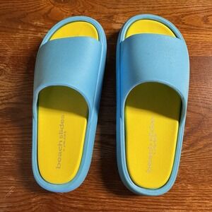 NWT J/Slides Squish Turquoise and Yellow EVA Sandals, Size 10